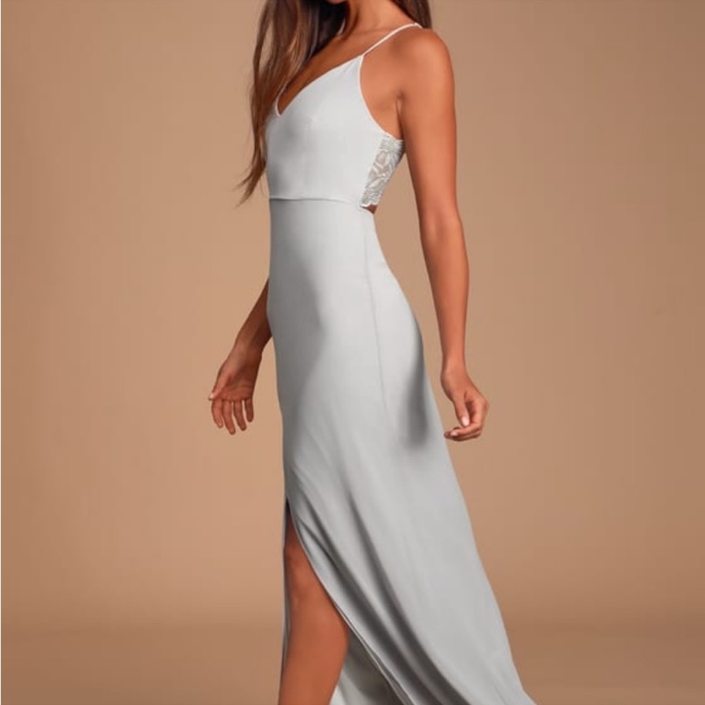 NEW Story of a Starry Night dress LuLus long grey evening prom formal dance Sml - Picture 4 of 11
